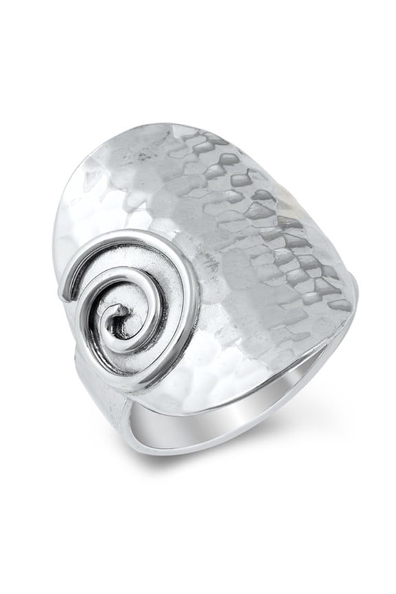 Artistic Hammered Flat Spiral Ring .925 Sterling Silver Band Jewelry Female Male Unisex Size 11