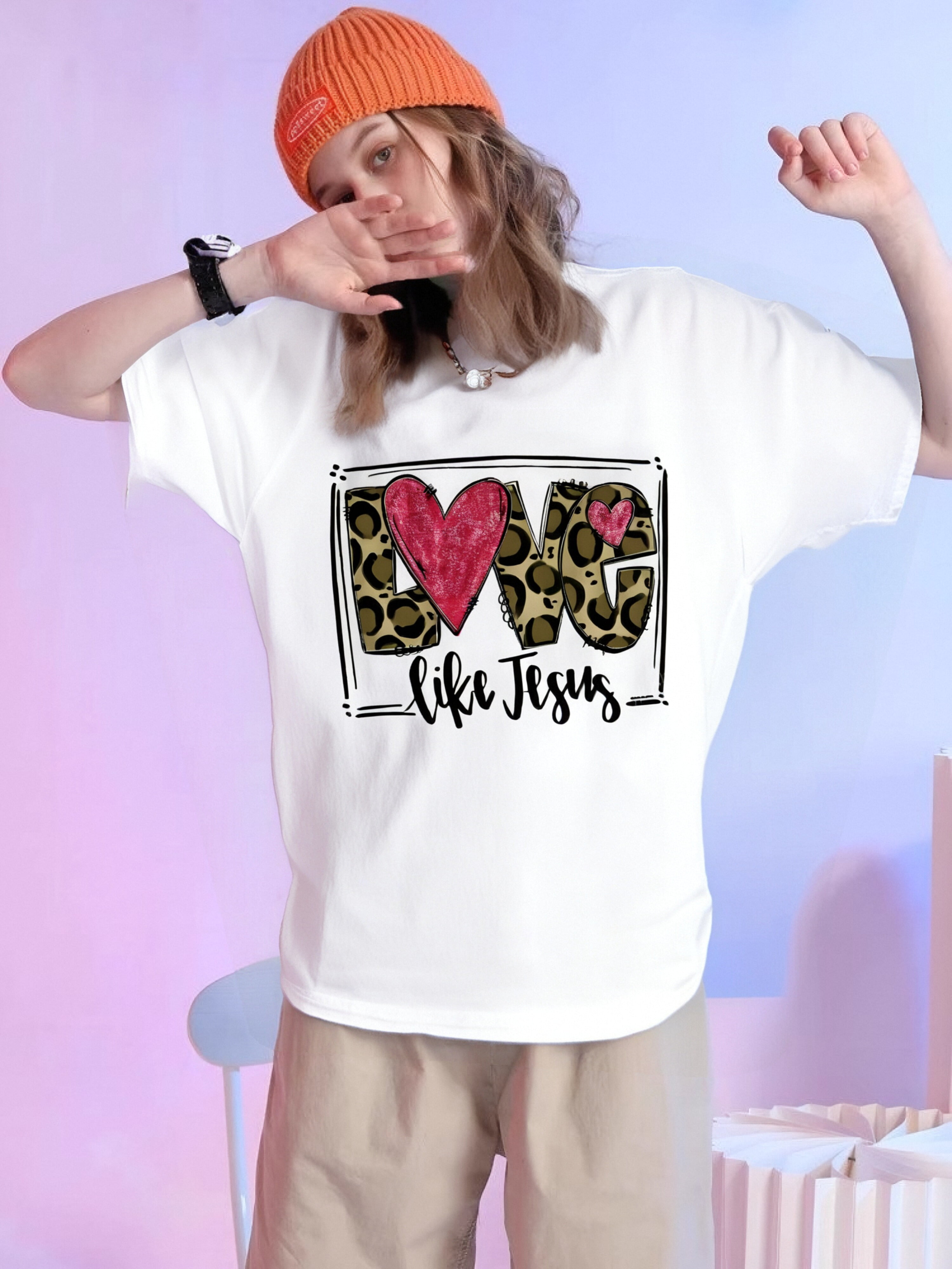 Heart Printed Stylish  Long T-shirt For Women's main image 0