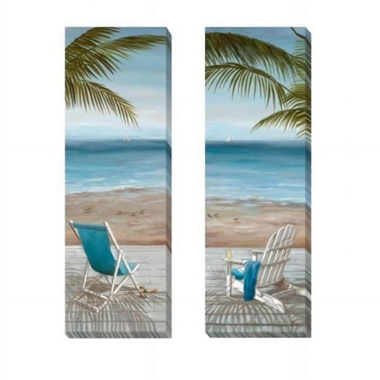 Coastal Serenity Blue and Beige Canvas Wall Art Set