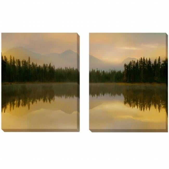 Twilight Reflection 11" x 14" Canvas Art Set in Warm Tones