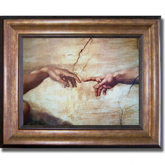 Artistic Home Gallery 1114504BR Creation Of Adam Det By Michelangelo Bronze Framed Canvas Wall Art