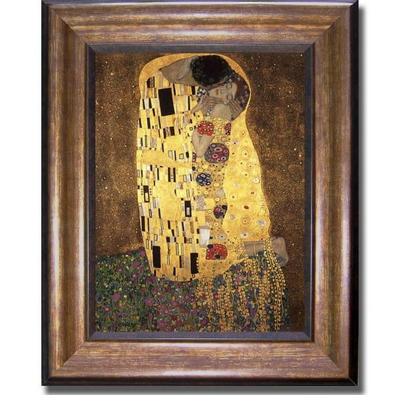 Artistic Home Gallery 1114579BR The Kiss By Gustave Klimt Premium Bronze Framed Canvas Wall Art