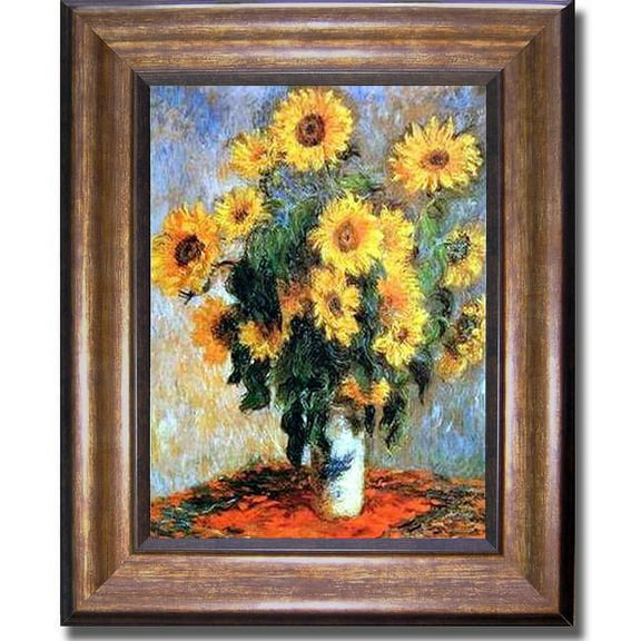 Artistic Home Gallery 1114581BR Sunflowers By Claude Monet Premium Bronze Framed Canvas Wall Art