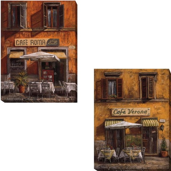 Artistic Home Gallery 1216PJ437CG Cafe Roma & Cafe Verona by Malcolm Surridge 2-Piece Premium Gallery-Wrapped Canvas Giclee Art Set - 12 x 16 x 1.5 in.
