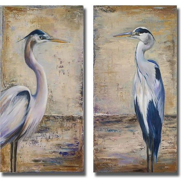 Artistic Home Gallery 1224679S Blue Heron I & II by Patricia Pinto Premium Stretched Canvas Wall Art Set - 2 Piece