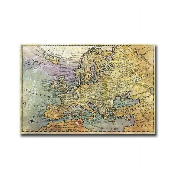 Artistic Home Gallery 1624E583EG The Old World by John Butler Premium Gallery-Wrapped Canvas Giclee Map Art - 16 x 24 x 1.5 in.