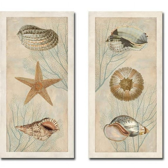 Artistic Home Gallery 1632748TG Ocean Companions I & II by Deborah Devillier 2-Piece Premium Gallery-Wrapped Canvas Giclee Art Set - 32 x 16 in.