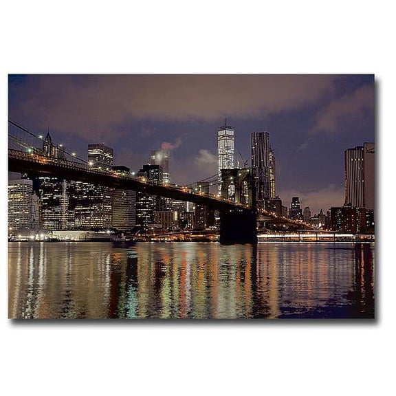 Artistic Home Gallery 2436E454IG Brooklyn Bridge at Dawn by Alan Blaustein Premium Gallery-Wrapped Canvas Giclee Art - Ready-to-Hang, 24 x 36 x 1.5 in.