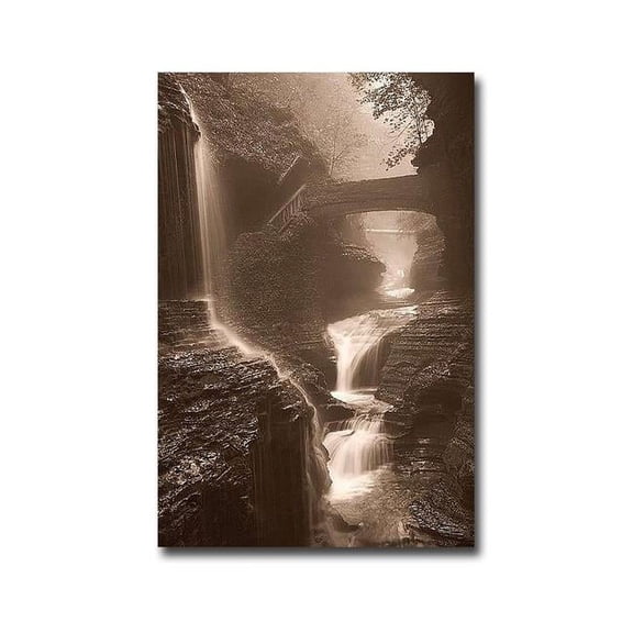 Artistic Home Gallery 2436P195IG Waterfall on a Rainy Day by Igor Svibilsky Premium Gallery-Wrapped Canvas Giclee Art - Ready-to-Hang, 24 x 36 x 1.5 in.