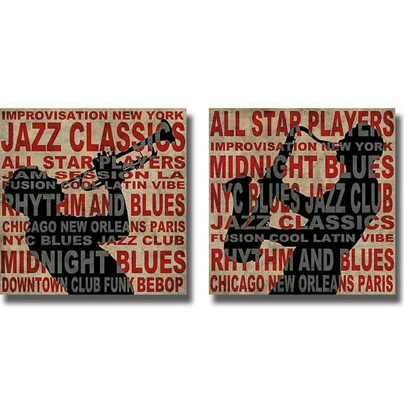 Artistic Home Gallery 2727668S Jazz I & II by Luke Wilson Premium Stretched Canvas Wall Art Set - 2 Piece