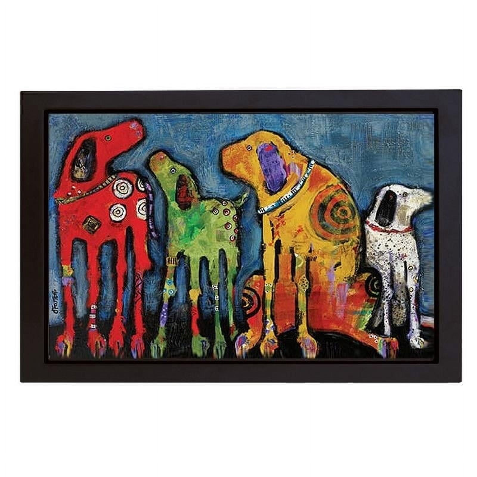 Best Friends Colorful Dogs Canvas Print with Black Frame