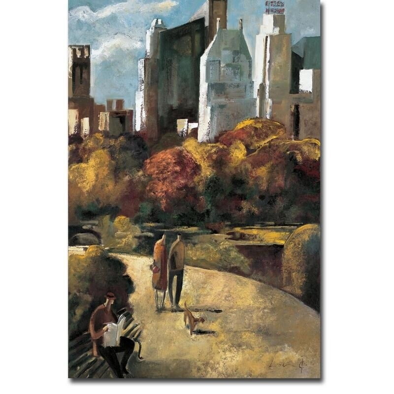 Central Park Autumn Scene Canvas Art in Multicolor