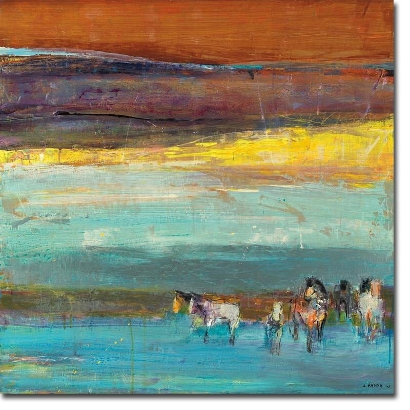 Clair de Lune Abstract Landscape Canvas Art in Multicolor