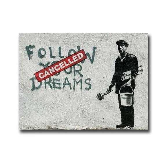 Artistic Home Gallery Essex Street Boston-Graffiti Attributed to Banksy Premium Gallery-Wrapped Canvas Giclee Art - 12 x 16 x 1.5 in.