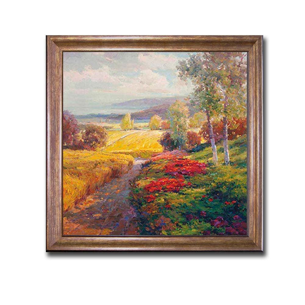 Fields of Gold Landscape Print on Canvas with Bronze Frame