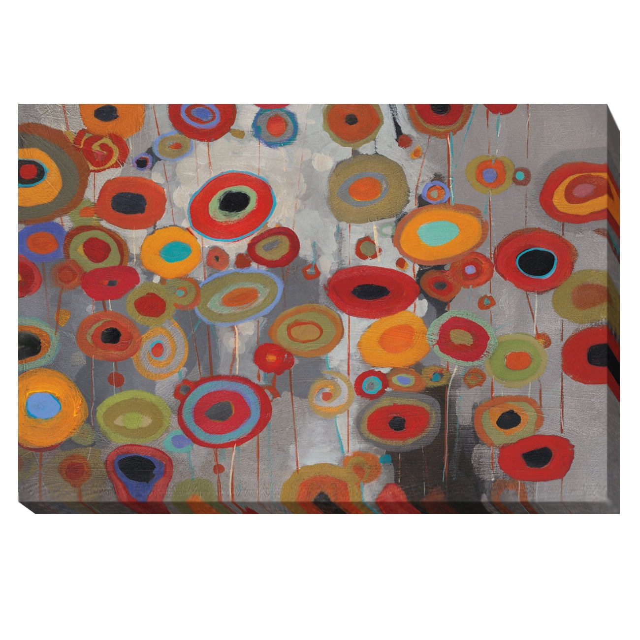 Large Vibrant Abstract Canvas Art in Red, Orange, and Gray