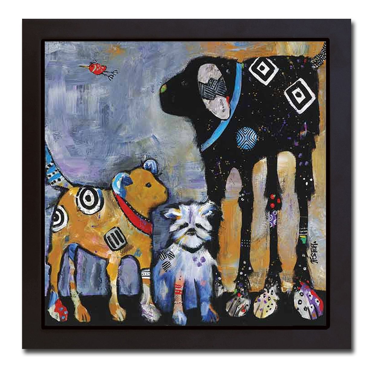 Colorful Animal Print on Canvas with Black Floater Frame, 20" x 20"