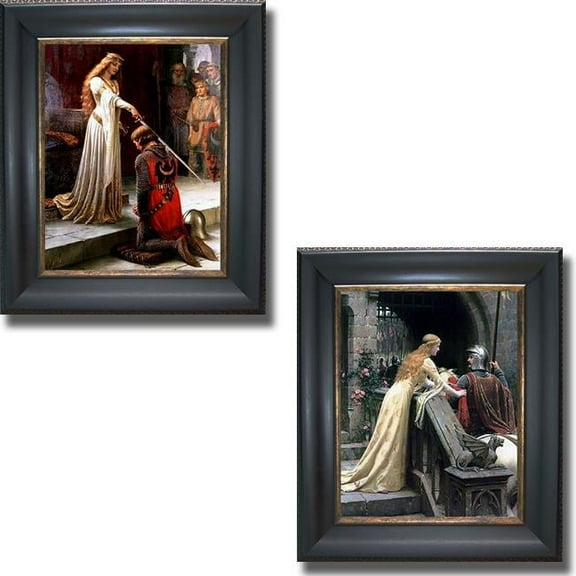 Artistic Home Gallery 1114667BG The Accolade & Godspeed by Leighton Premium Black & Gold Framed Canvas Wall Art Set - 2 Piece