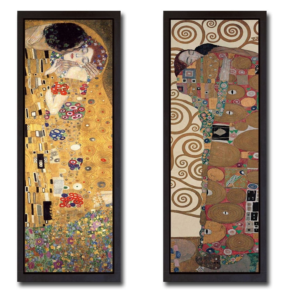 Gustav Klimt Gold and Black Canvas Art Set with Floater Frame