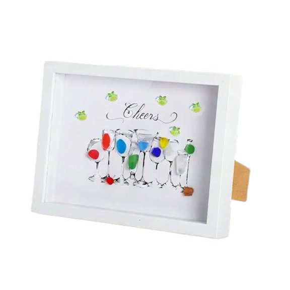 Artistic Homes Decoration Picture Frame With Hand Painted Cocktail And Sea Glass