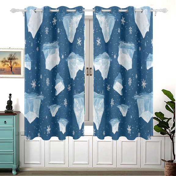 Artistic Ice Cubes 63x55in Window Curtain Panels 63x55in 2-Piece Heavy Duty 80% Light Blocking