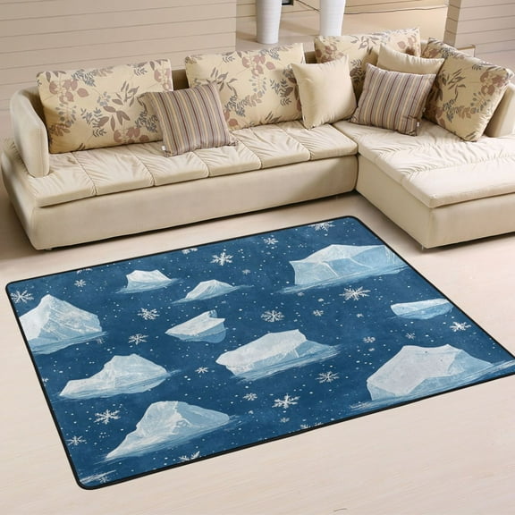 Artistic Ice Cubes Soft Polyester Area Rug 36''x24'', Non Slip, Memory Foam, Water Absorbent