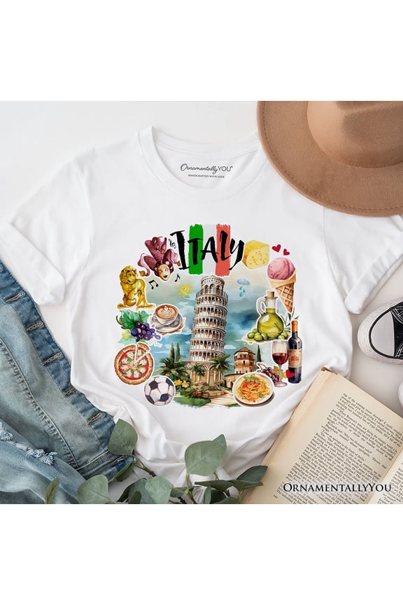 Artistic Italy Landmarks T-Shirt, Italian Tee and Souvenir