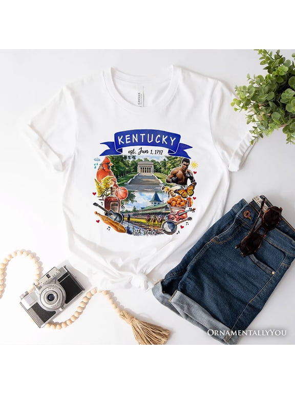 Artistic Kentucky State Themes and Landmarks T-Shirt, Tee for History and Travel Lovers