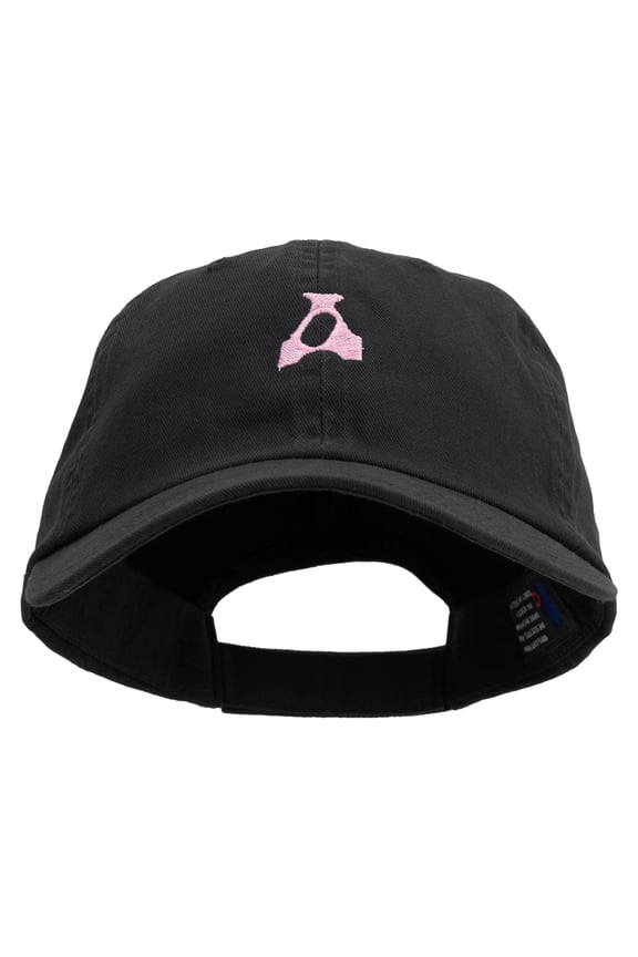 Artistic Letter A Embroidered Low Profile Dyed Cotton Twill Cap - Black OSFM