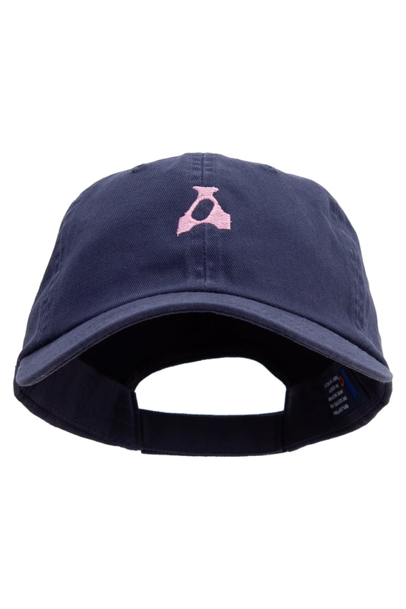 Artistic Letter A Embroidered Low Profile Dyed Cotton Twill Cap - Navy OSFM