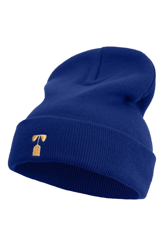 Artistic Letter T Embroidered 12 Inch Long Knitted Beanie - Royal OSFM