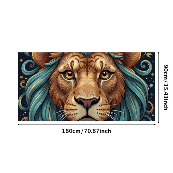 Artistic Lion Head Patterned Banner, Exquisite Decorations with Floral Elements, Background Backdrop for Party Celebrations, Photo Shoots, Cultural Events, and Festival Decor