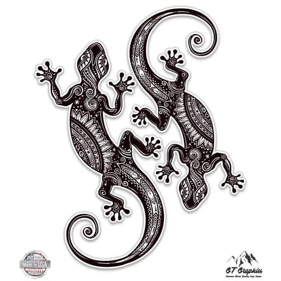 Artistic Lizards Set of 2 - 2" Each Vinyl Stickers - For Car Laptop I-Pad Phone Helmet Hard Hat - Waterproof Decals