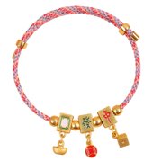Artistic Mahjong Symbol Adjustable Sliding Knot Bracelet Soft Cord Design User Friendly Rope Wrist Jewelry for Everyday