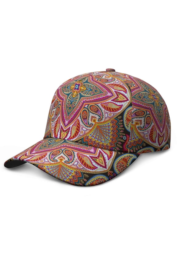 Artistic Mandala Inspired Cap - Minimalist Curved Brim Hat for Men, Women & Teens