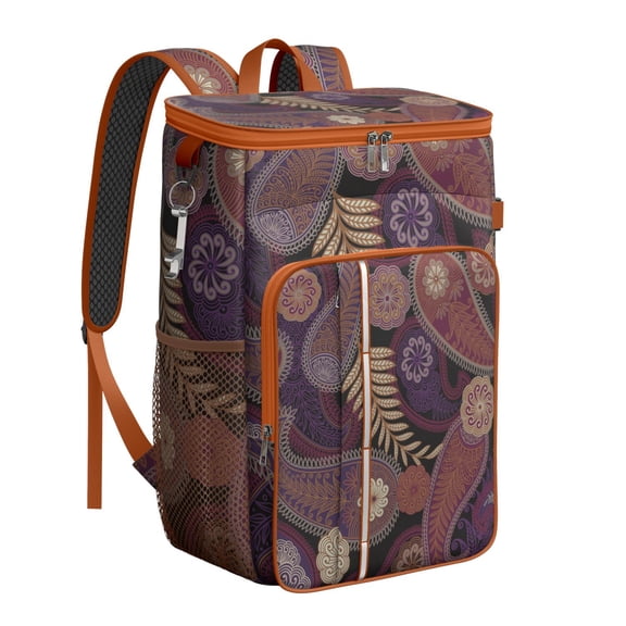 Artistic Mandala Inspired Cooler Backpack - Insulated 20L Leakproof Lunch Bag, Holds 26 Cans, Great for Parties & Road Trips