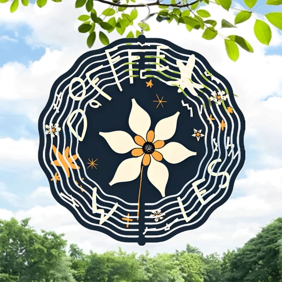 Artistic Metal Hanging Wind Spinner with Floral Design Musical Notes & Stars - Perfect for Yard and Garden Decor