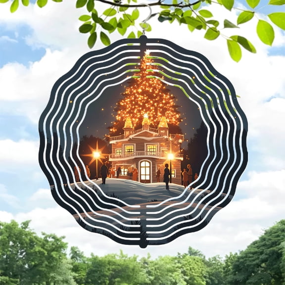 Artistic Metal Hanging Wind Spinners & Chimes - Unique Circular Pattern Design for Yard & Garden Decor Perfect for Winter Vibes
