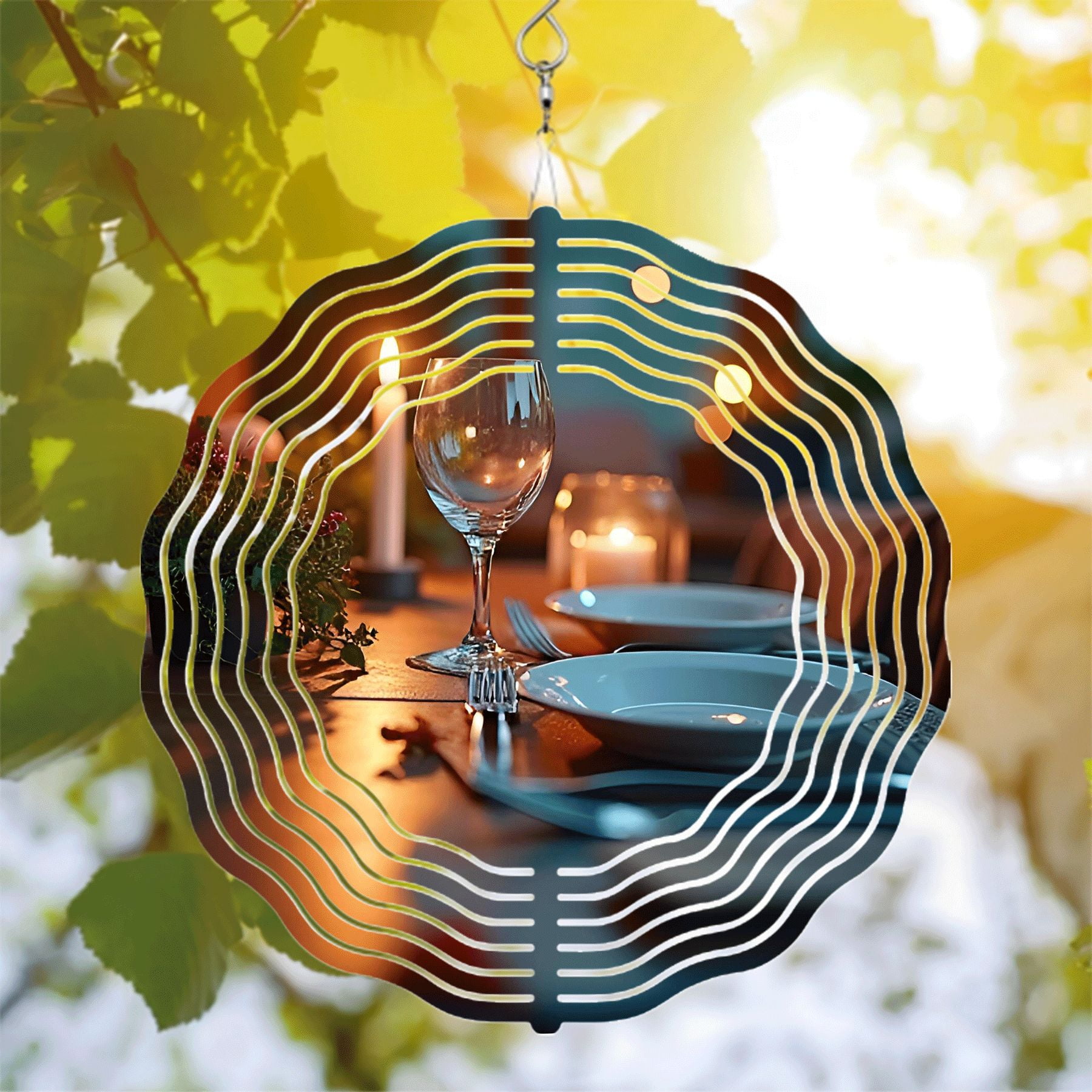 Artistic Metal Hanging Wind Spinners with Circular Wave Patterns ...