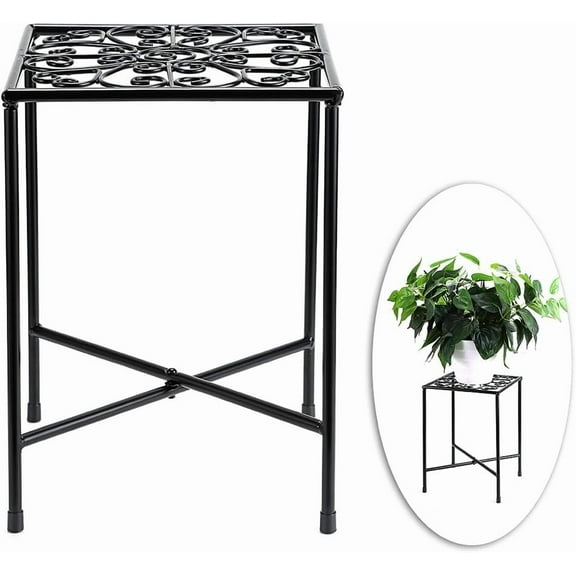 Artistic Metal Plant Stand, Round Design For Vintage Elegance, Hand Forged Wrought Iron With Architectural Structure For Indoor Outdoor Use