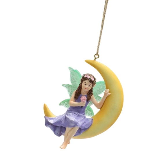 Artistic Moon Miniature Fairy Sculptures Swing Ornaments for Garden and Indoor Display Type