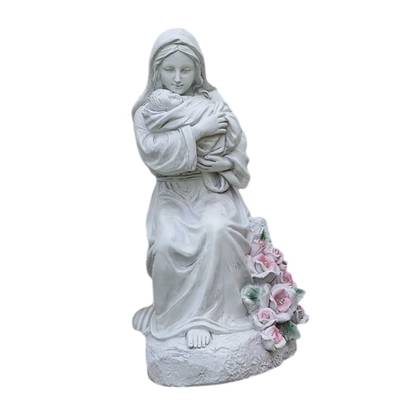 Artistic Mother Son Statue Resins Figurine with LED Light Nursery Decors Mother Day Present For New Mom