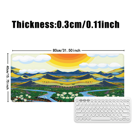 Artistic Mountain Scene Mouse Pad 31.5 x 11.82 Inches Rubber Surface for Desk Use at Home Office or Travel