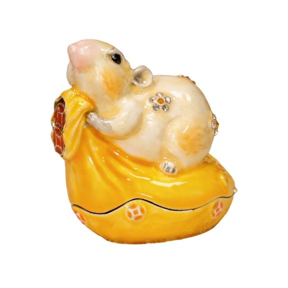 Artistic Mouse Themed Rings Holder Box with Enamel Finish Jewelry Display Case