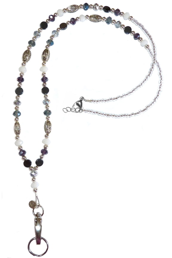 Artistic Multicolored Women's Beaded Fashion Necklace Lanyard, Slim and Beautiful, Super Durable for Badge, Keys, ID, 34 inches Long (Multi Non Breakaway (Stronger))