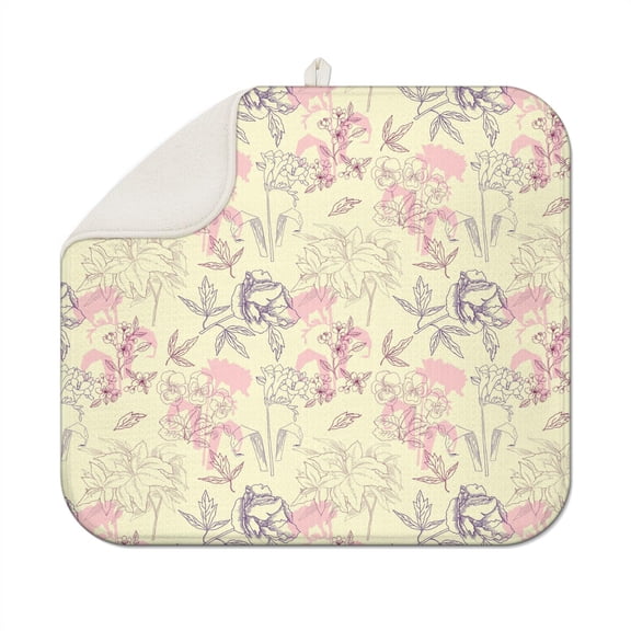Artistic Nature Print Drying Mat Multipurpose Non-Slip Countertop Protector