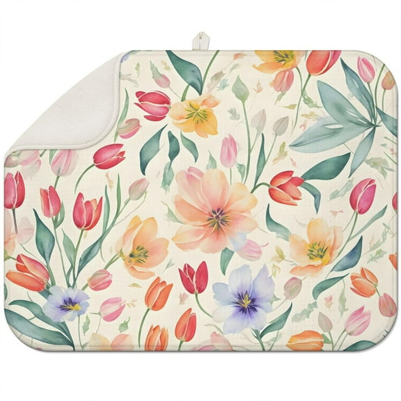 Artistic Nature Print Drying Mat Multipurpose Non-Slip Countertop Protector