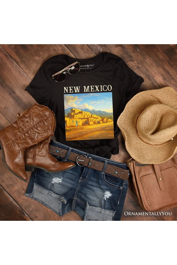 Artistic New Mexico State Taos Pueblo T-Shirt, Native American Heritage Tee and Southwestern Cultural Souvenir