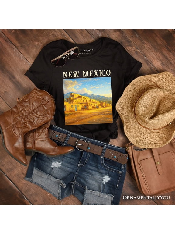 Artistic New Mexico State Taos Pueblo T-Shirt, Native American Heritage Tee and Southwestern Cultural Souvenir