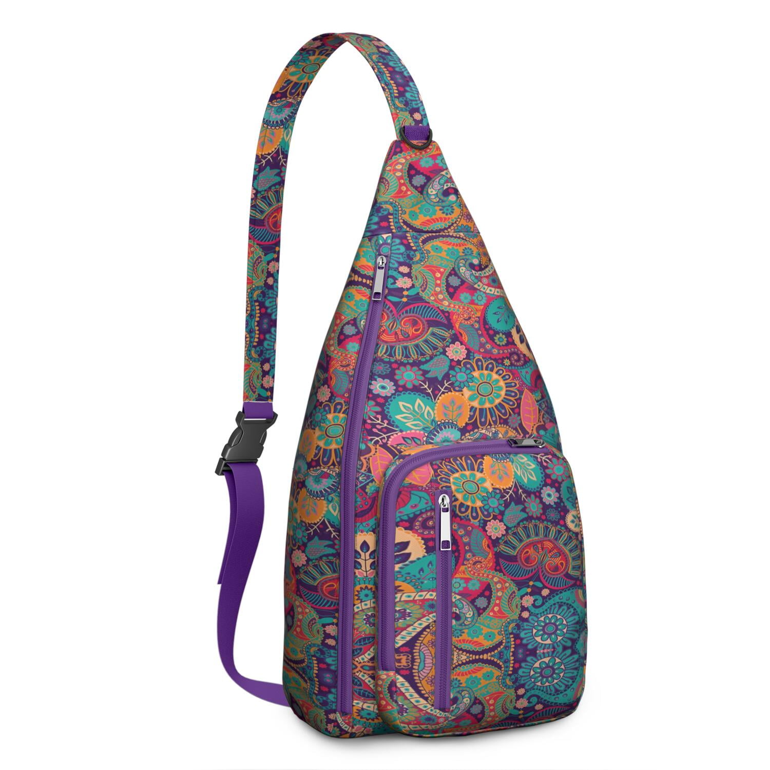 Artistic Nordic Sling Bag - Water-resistant Lightweight Crossbody Chest Pack with Bohemian Retro Patterns for Women